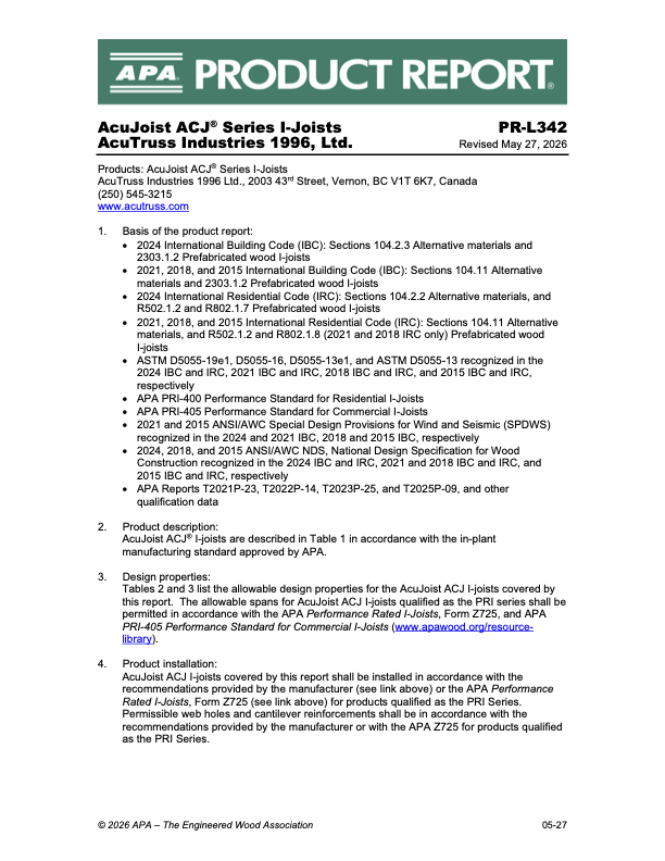 APA Product Certification Report (PR-L342)