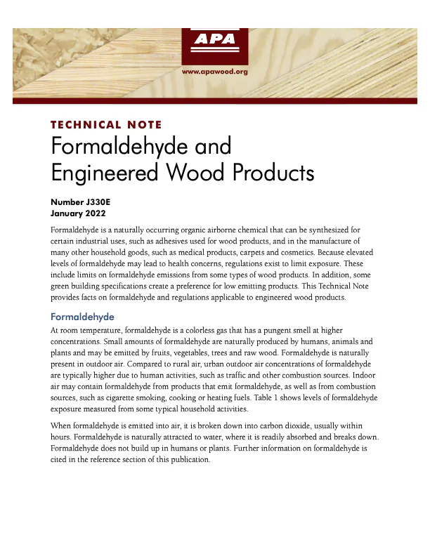 Formaldehyde & Engineered Wood Products